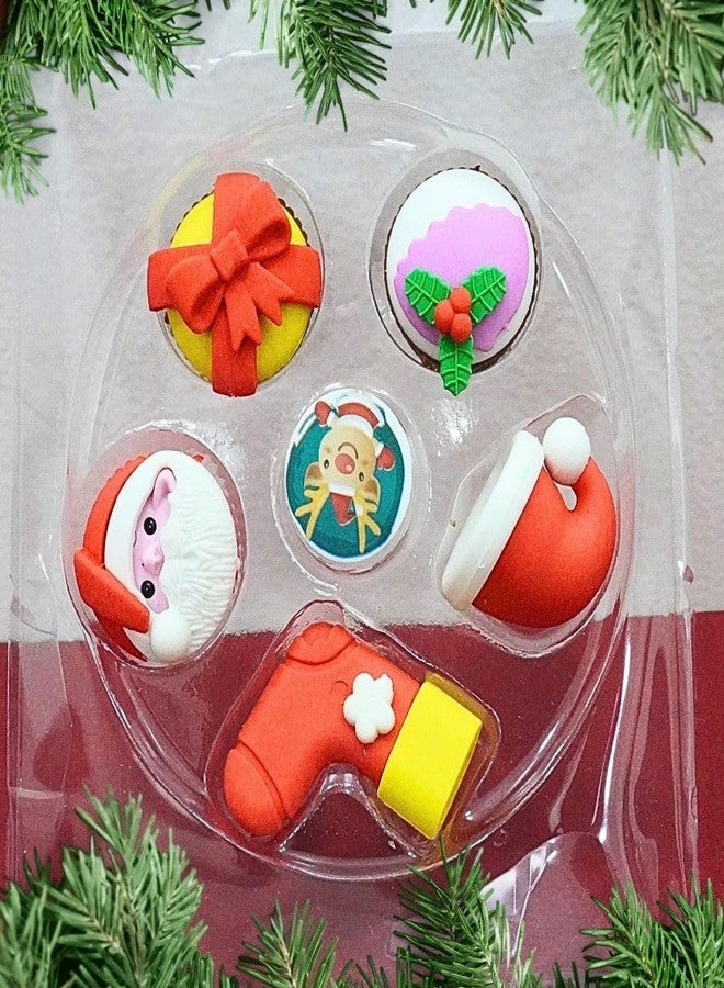 G.FIDEL مجموعة ممحاة عيد الميلاد ثلاثية الأبعاد من جي. فيدل، 5 قطع، ممحاة أقلام رصاص، ممحاة أحجية عيد الميلاد للأطفال - Image 3